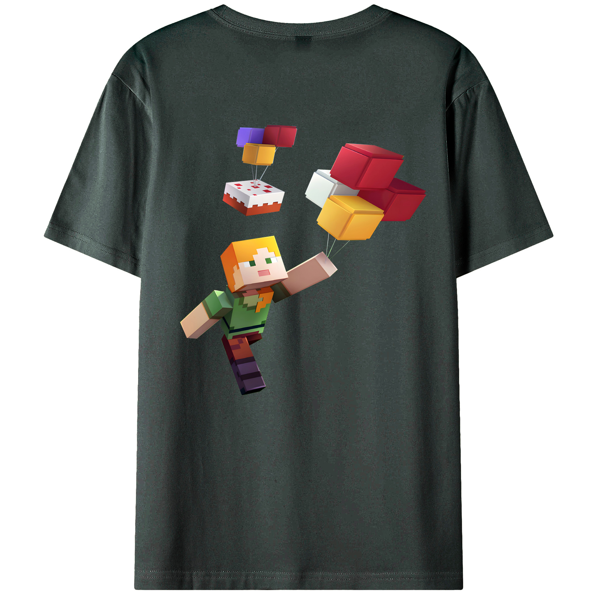 （画像用） マインクラフト ブロックの世界 Minecraft MC Block world 綿100％ メンズ半袖Tシャツ（バックプリント） 通気性